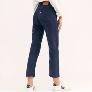 Levis Premium Corduroy Pants Womens 25 Blue Wedgie Straight Button Fly